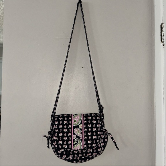 Vera Bradley Black and Pink Elephant Print Bag Crossbody - Picture 6 of 6